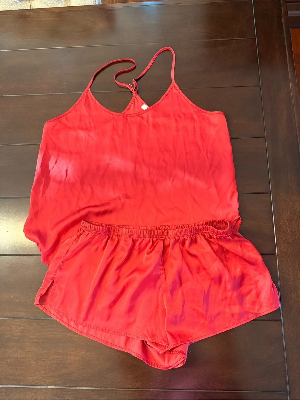 Women’s Red Satin Pajama Cami & Short Set